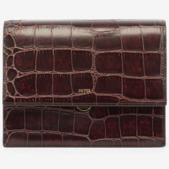 NWT Friday by JW PEI Brown Croc Flap Bag - Picture 3 of 6